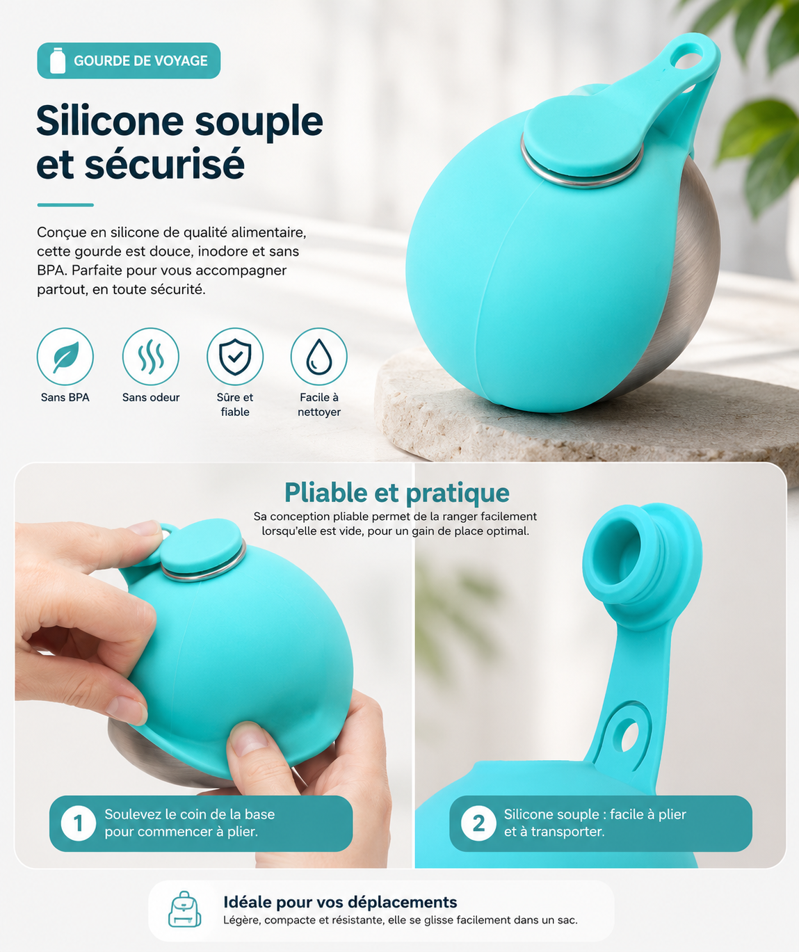 Gourde Portable avec Écuelle pour Chien