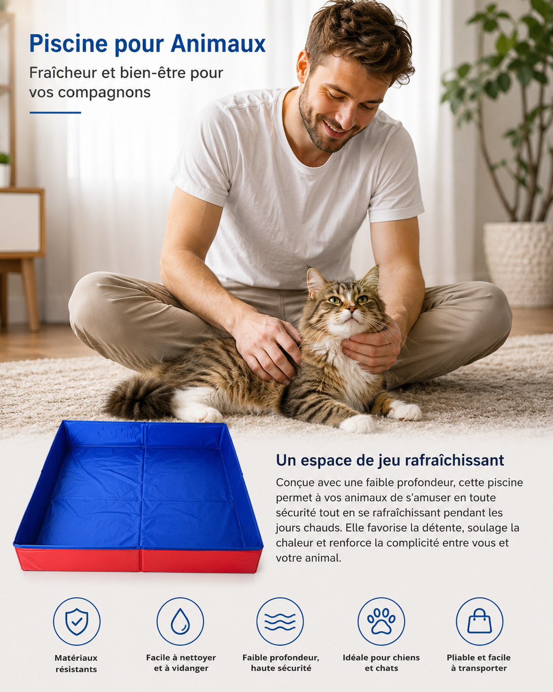Piscine Pliante Rafraîchissante pour Chien & Chat